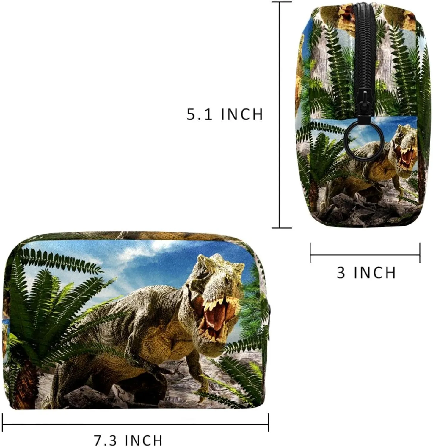 Dinosaurs Tyrannosaurus Large Small Makeup Bags for Women Teen Girls, Makeup Storage Bag with Zipper Accessories Organizer Bag for Travelling