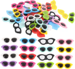 DIYEAH 50pcs Mini Resin Glasses Charm Round Glasses Embellishments Soft Tiny Eyeglasses for Craft Hair Miniature Oval Retro Circle Glasses Decoration Mobile Phone Case Eye Glasses