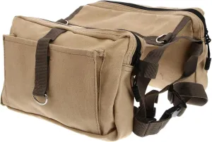 Dog Hiking Backpack for Medium and Large Dogs Khaki Saddle Bag Rucksack for Travel Camping and Everyday Use with Zipper Compartments for Food and Essentials