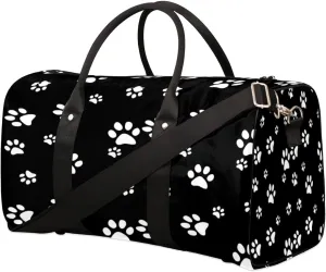 Dog Paw Footprints Travel Duffel Bag Sport Gym Duffle Bag Weekender Overnight Tote Bag Foldable Carry on Bag Training Shoulder Bag for Women Men