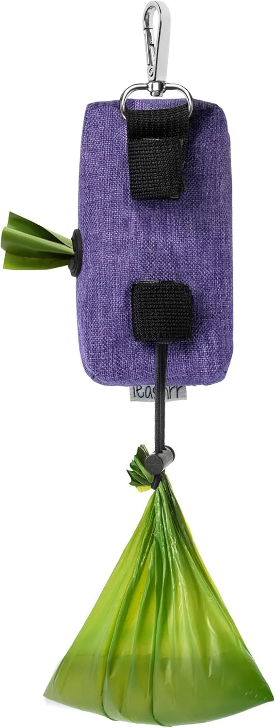 Dog Poop Bag Holder for Leashes - Dog Poop Bag Dispenser and Treat Holder with 2 Waterproof Pouches for Pet Waste Bags and Walking Accessories   1 Free Roll - Leashrr 2.0 (Black)