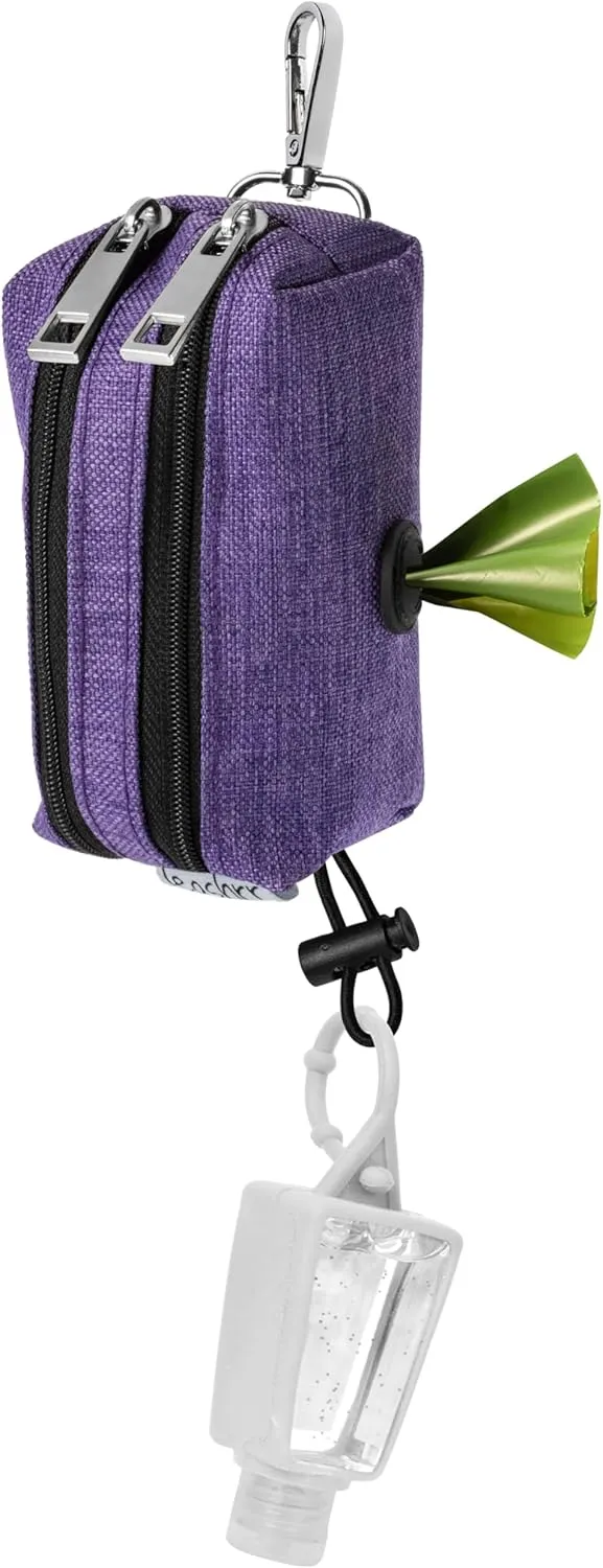 Dog Poop Bag Holder for Leashes - Dog Poop Bag Dispenser and Treat Holder with 2 Waterproof Pouches for Pet Waste Bags and Walking Accessories   1 Free Roll - Leashrr 2.0 (Black)