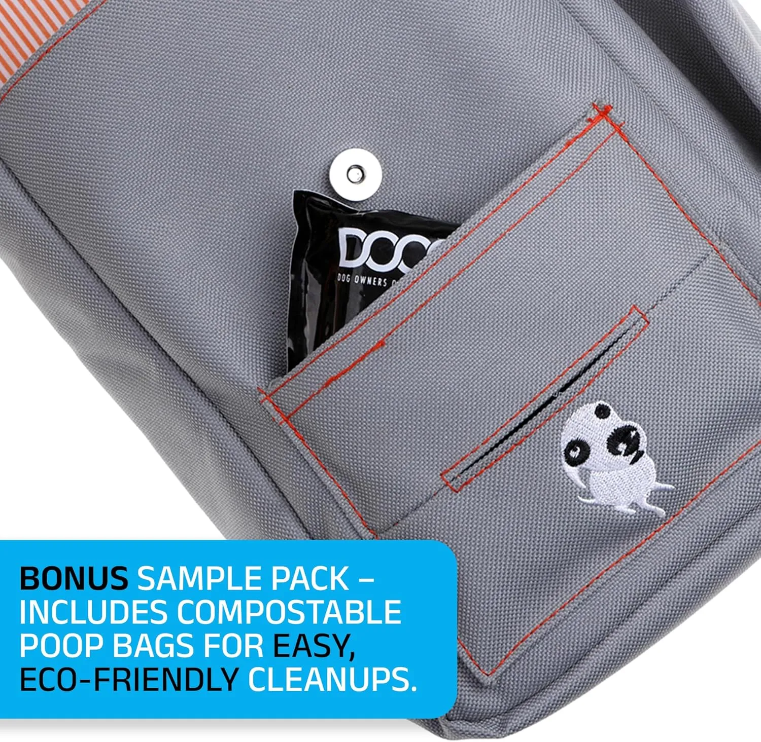 DOOG Walkie Bag | Grey | Adjustable Dog Treat Pouch Shoulder Bag with Poo Bag & Water Bottle Compartments – Comfort Fit, Everyday Use