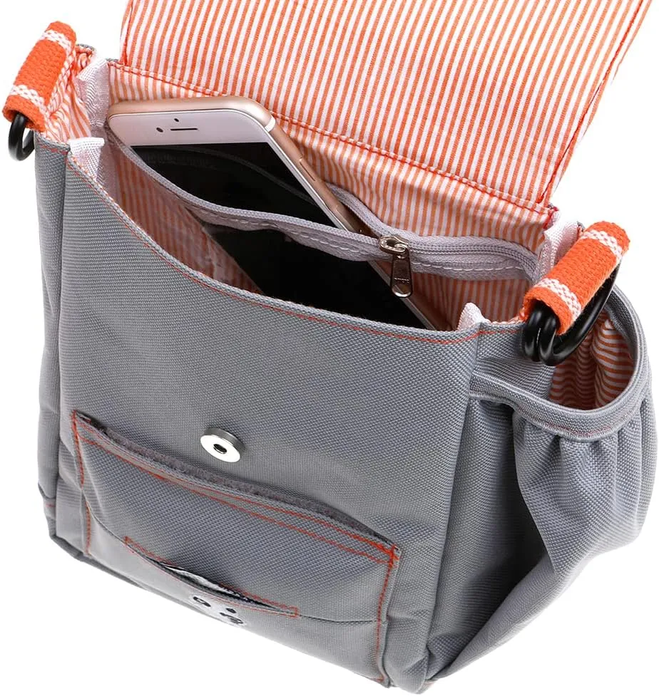 DOOG Walkie Bag | Grey | Adjustable Dog Treat Pouch Shoulder Bag with Poo Bag & Water Bottle Compartments – Comfort Fit, Everyday Use