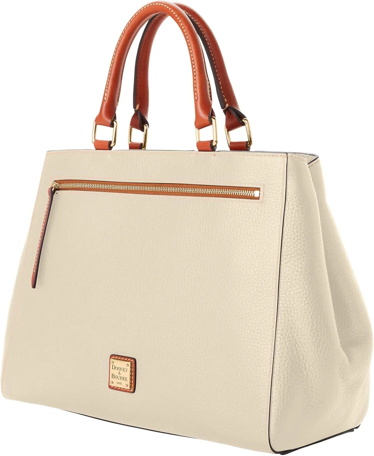 Dooney & Bourke Satchel Bags for Women, Pebble Grain Leather Zip Satchel Handbag with Crossbody Strap