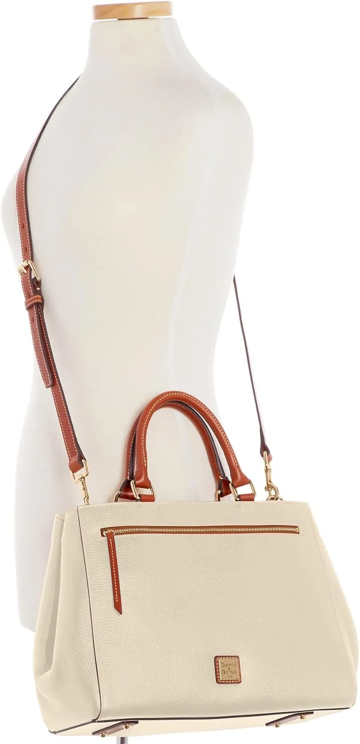 Dooney & Bourke Satchel Bags for Women, Pebble Grain Leather Zip Satchel Handbag with Crossbody Strap