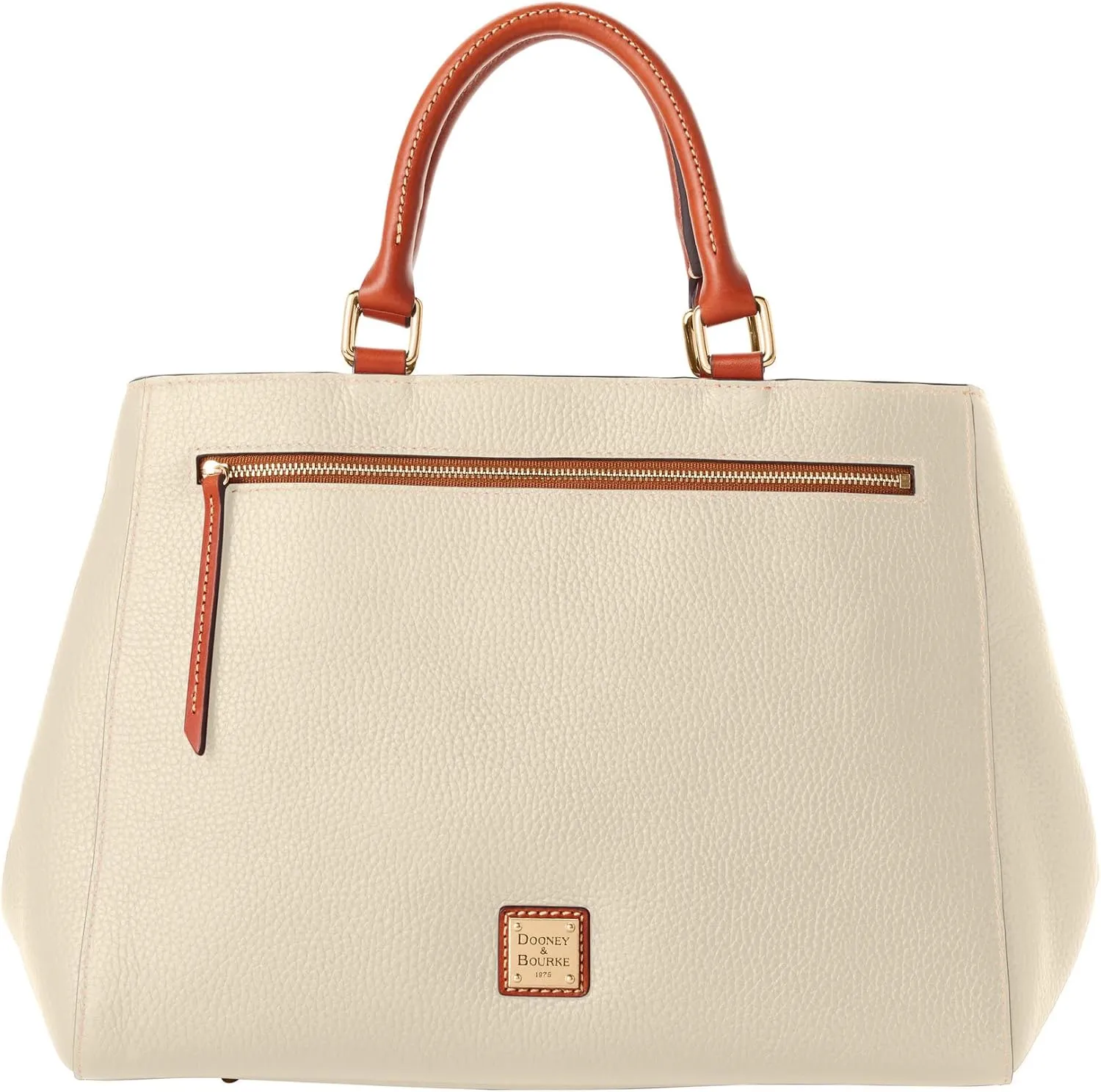 Dooney & Bourke Satchel Bags for Women, Pebble Grain Leather Zip Satchel Handbag with Crossbody Strap