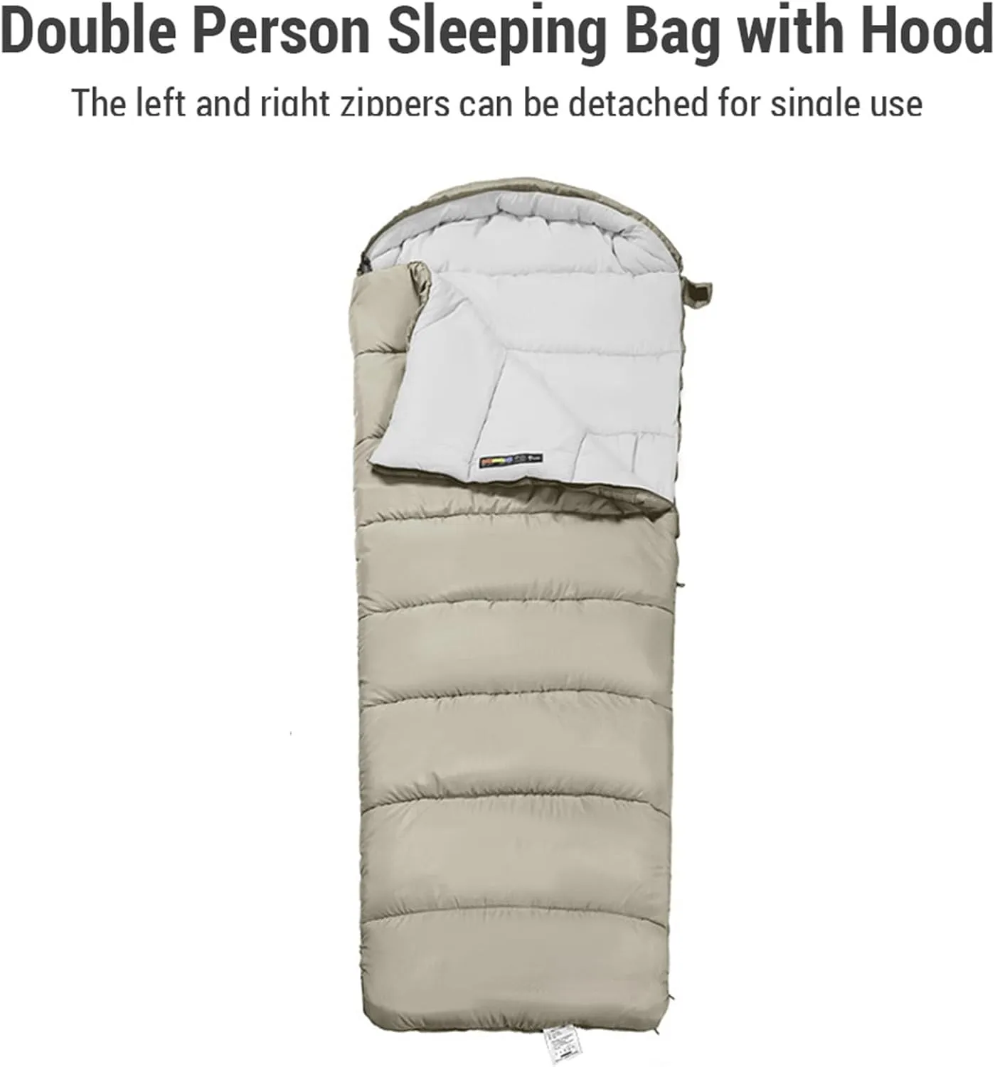 Double Persons Sleeping Bags for Adults with Hooded Anti Splashing Breathable and Soft Design, Ideal for Camping,Grey (#3)