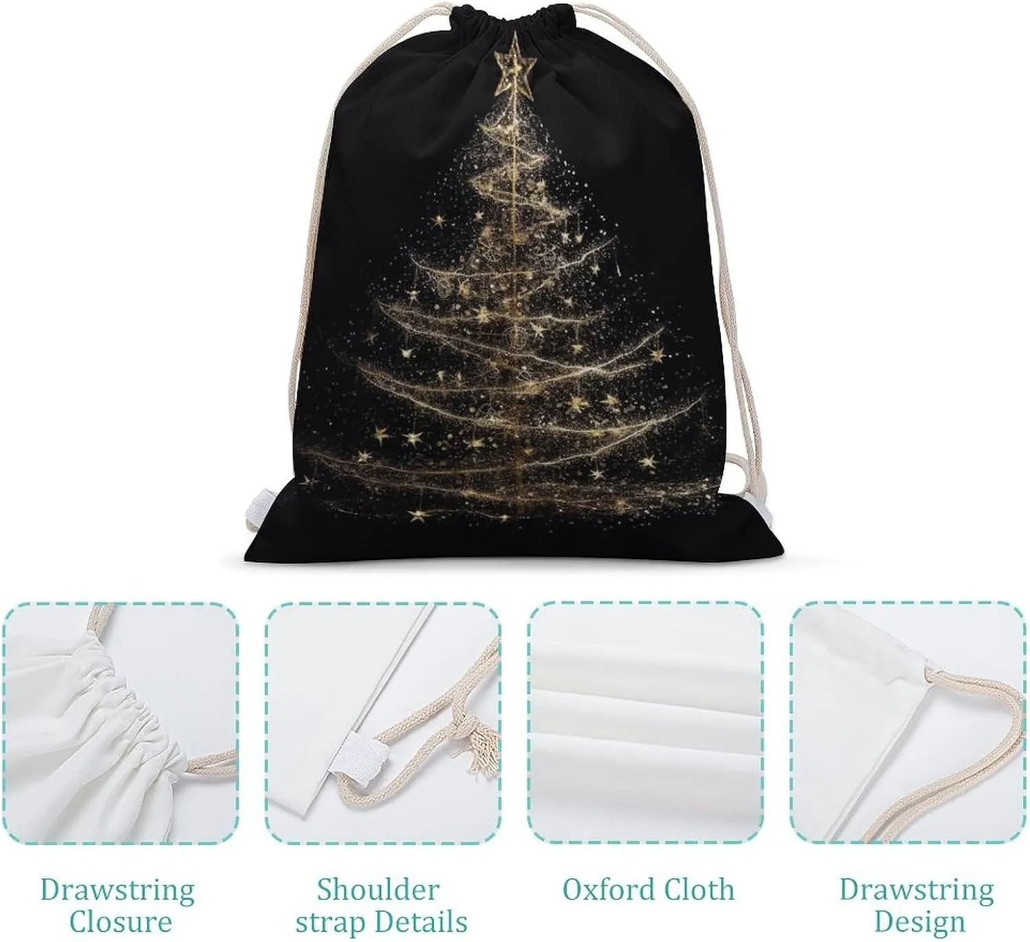 Drawstring Backpack Glowing Christmas Tree String Bag Sackpack Foldable Backpack Sports Gym Bag for Shopping Yoga