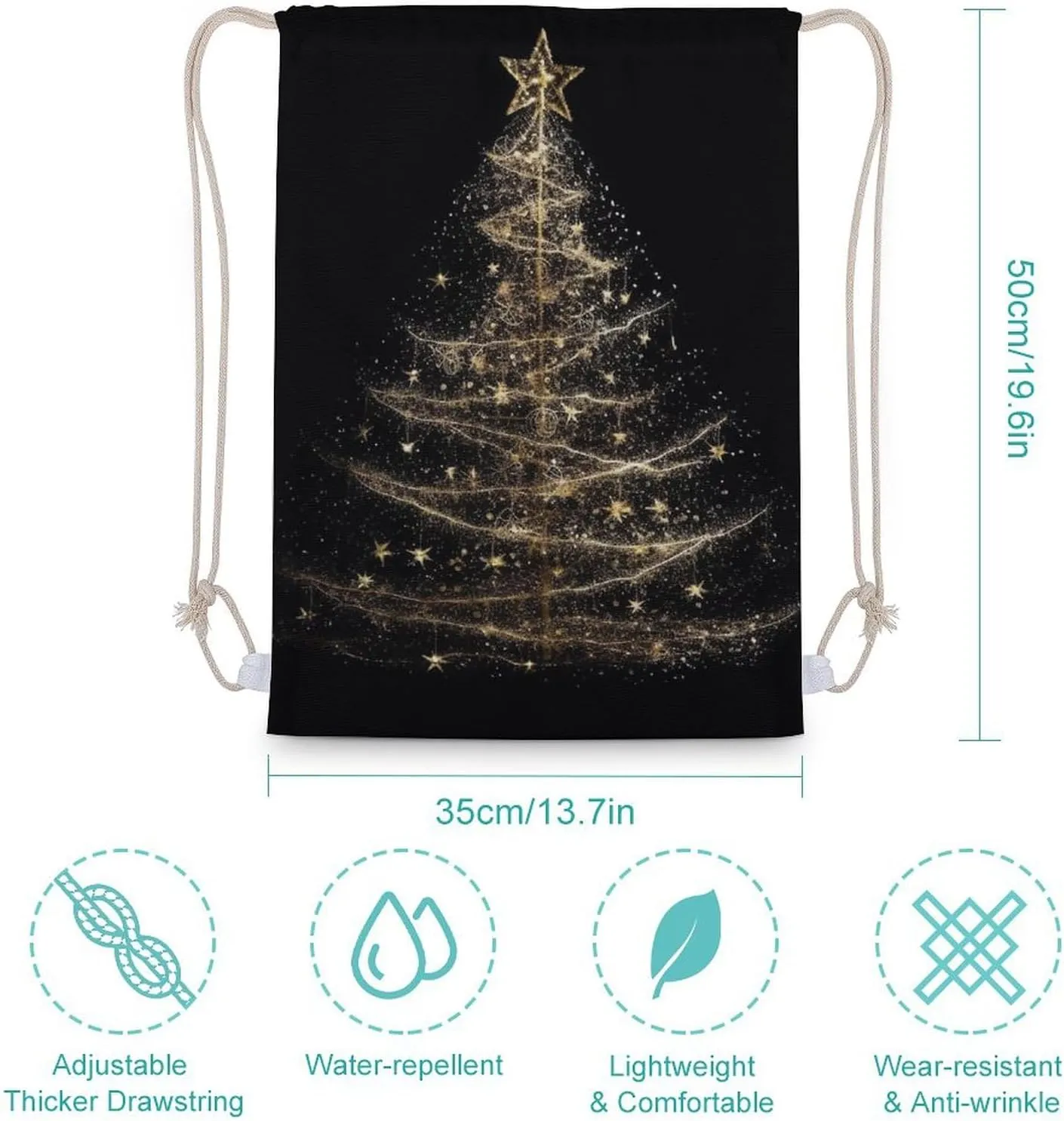 Drawstring Backpack Glowing Christmas Tree String Bag Sackpack Foldable Backpack Sports Gym Bag for Shopping Yoga