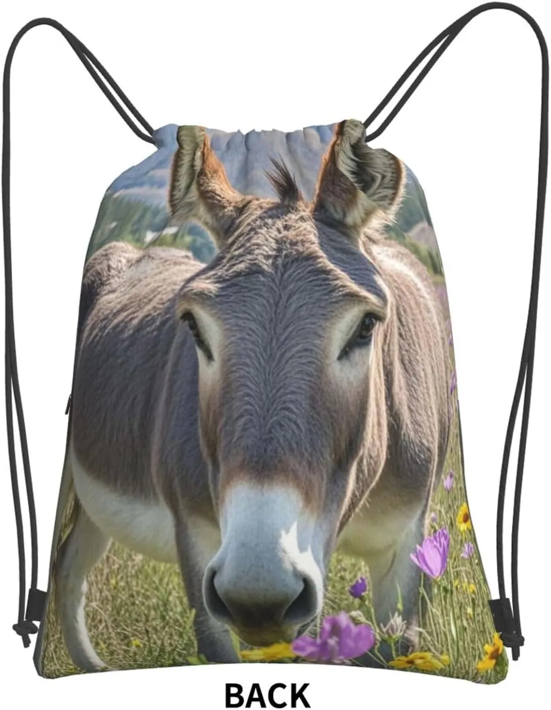 Drawstring Backpack Resistant Sackpack donkey and flower Sports Gym Bag String Bag for Women Men