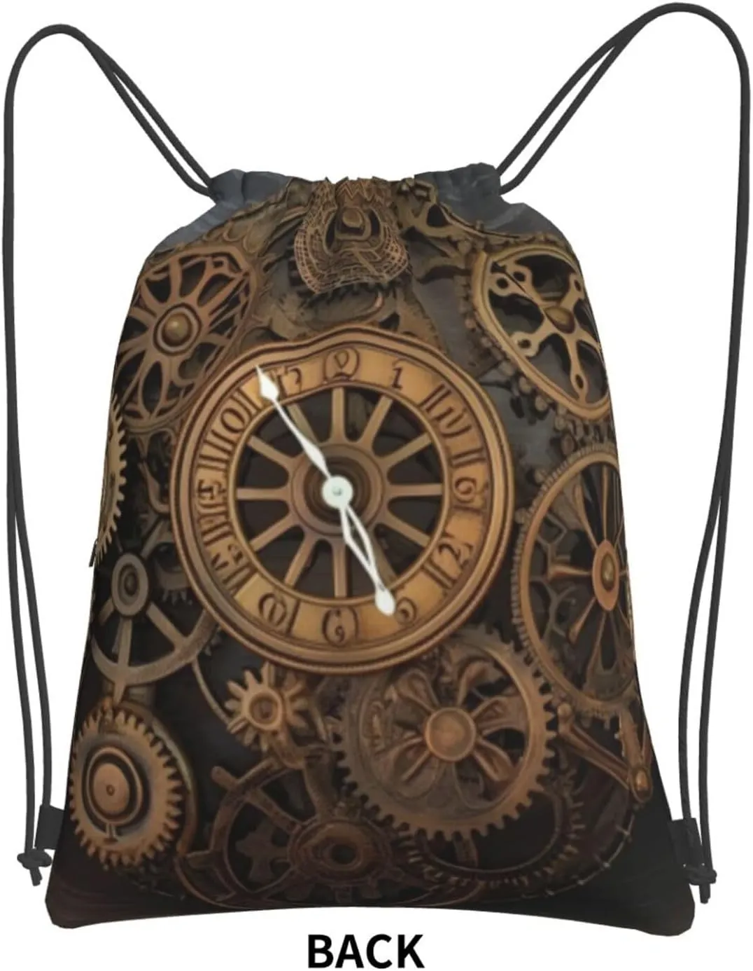Drawstring Backpack Steampunk Clock String Bag Sackpack Foldable Backpack Sports Gym Bag for Shopping Yoga