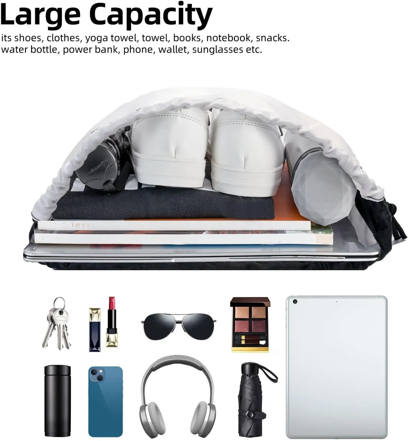 Drawstring Gym Backpack Mountains surround the lake Sports String Bag Water Resistan Beach Swim Travel Sackpack