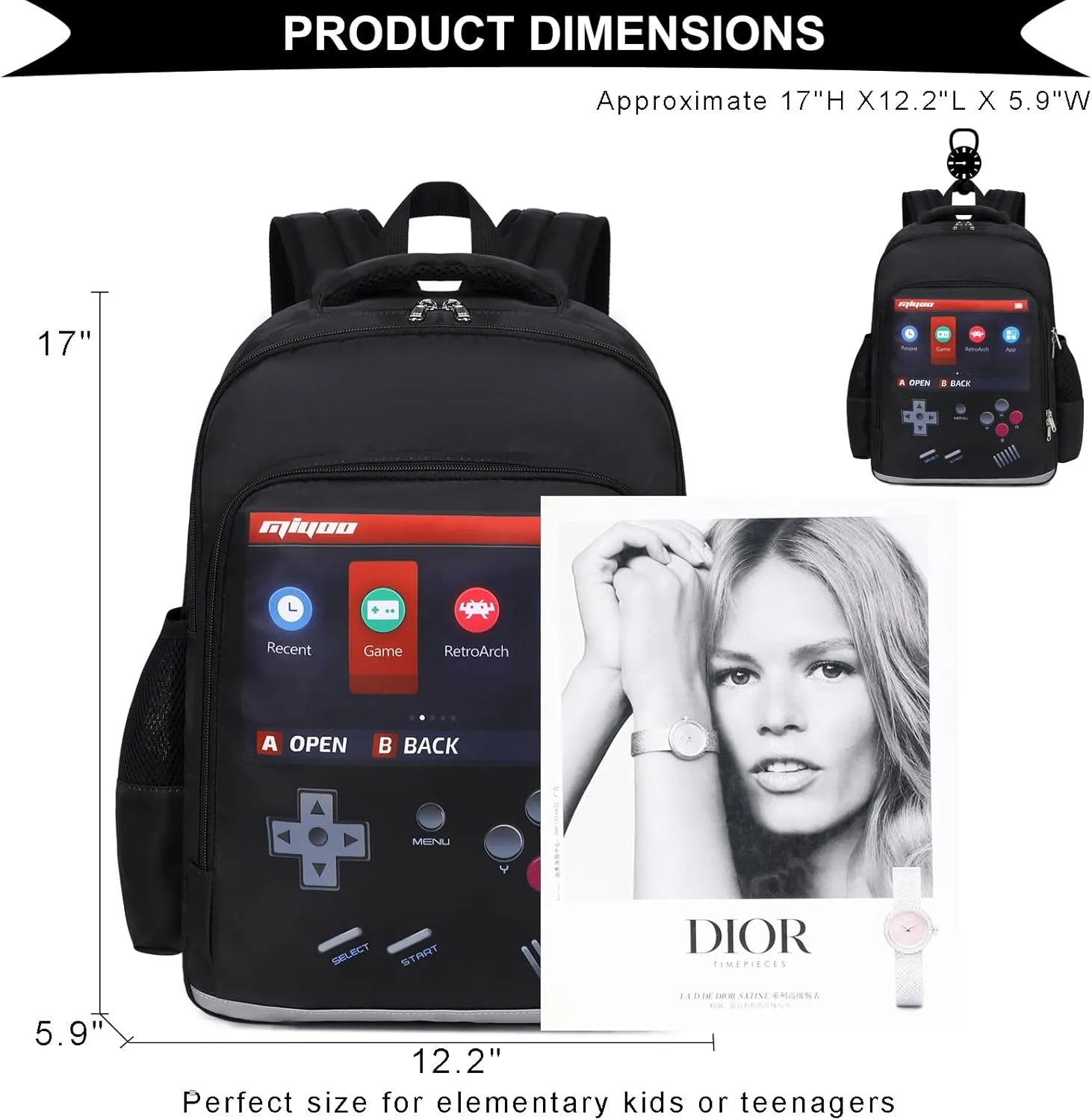 DSIUE Backpack for School Boys Backpacks for Kids Gamer Bookbag for Elementary School Bags Lightweight Travel Back Pack
