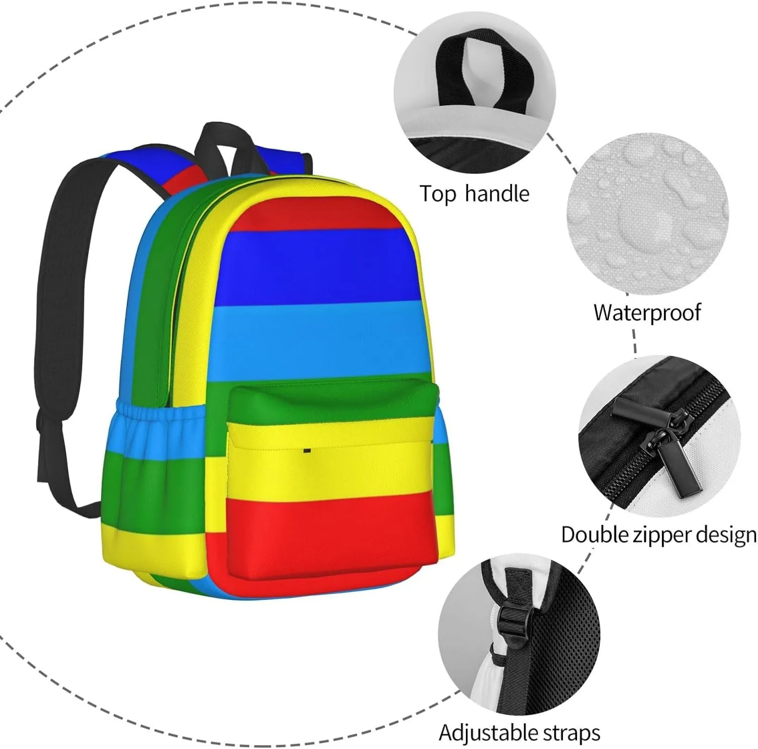 Ecuador Indigenous Flag Backpack Large Capacity Backpack Lightweight Double Shoulder Bag For Women Men Travel