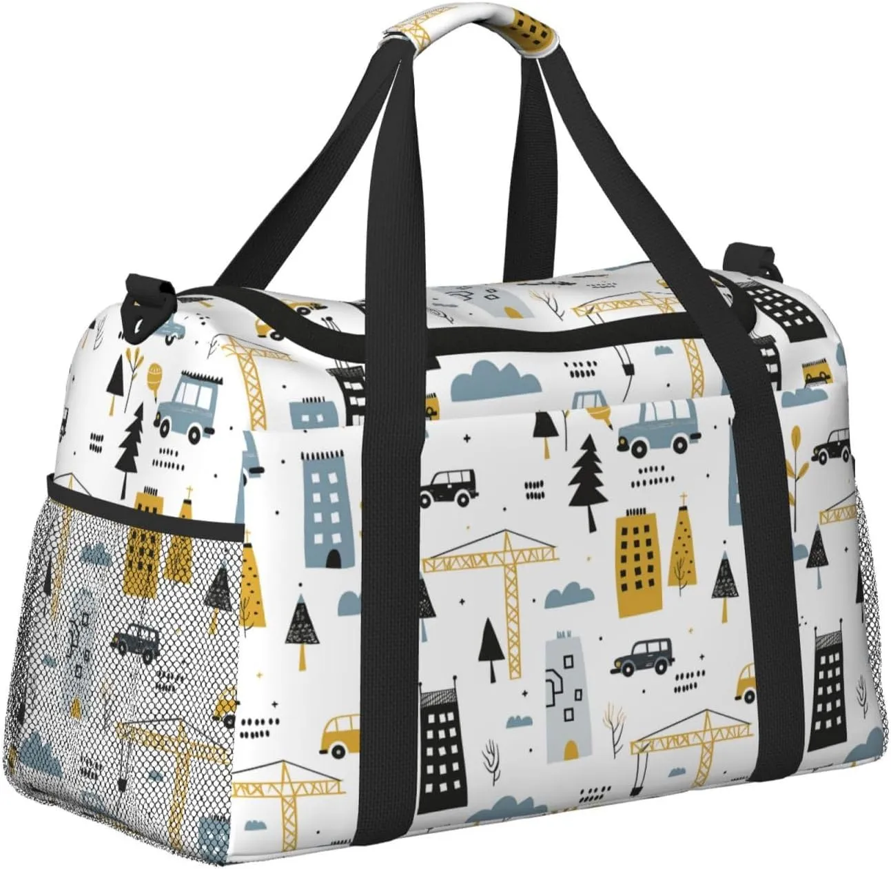 Engineering City Construction Duffle Bag Foldable Travel Tote Bag Carry On Large Weekender Overnight Bags Waterproof Gym Bag For Women Men