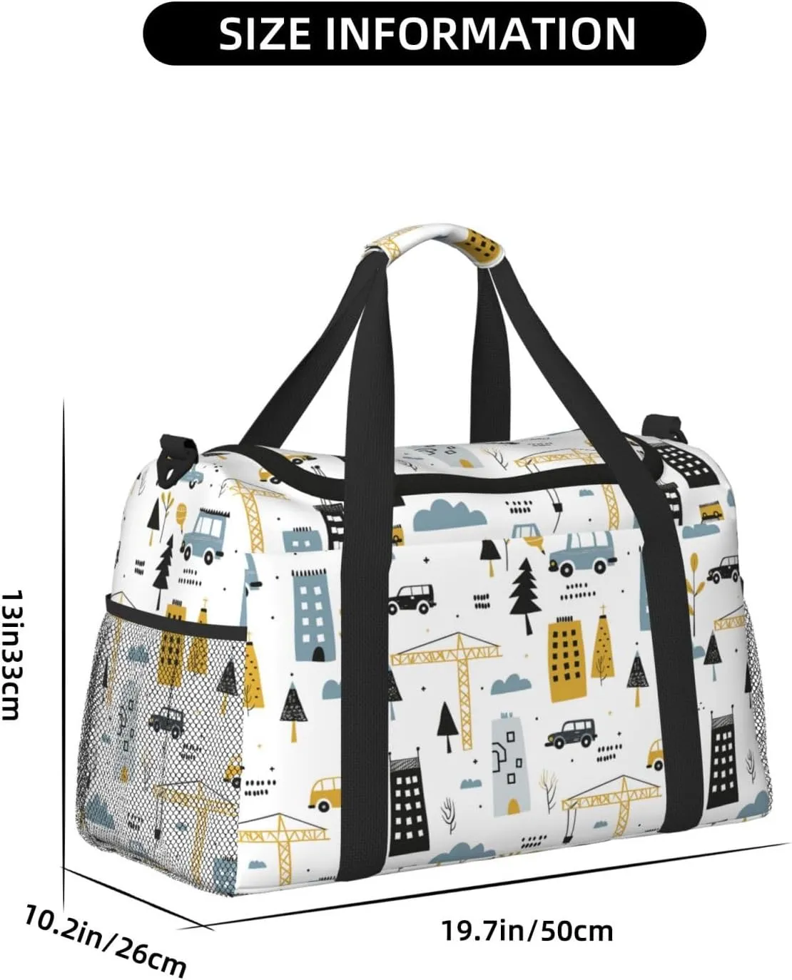 Engineering City Construction Duffle Bag Foldable Travel Tote Bag Carry On Large Weekender Overnight Bags Waterproof Gym Bag For Women Men