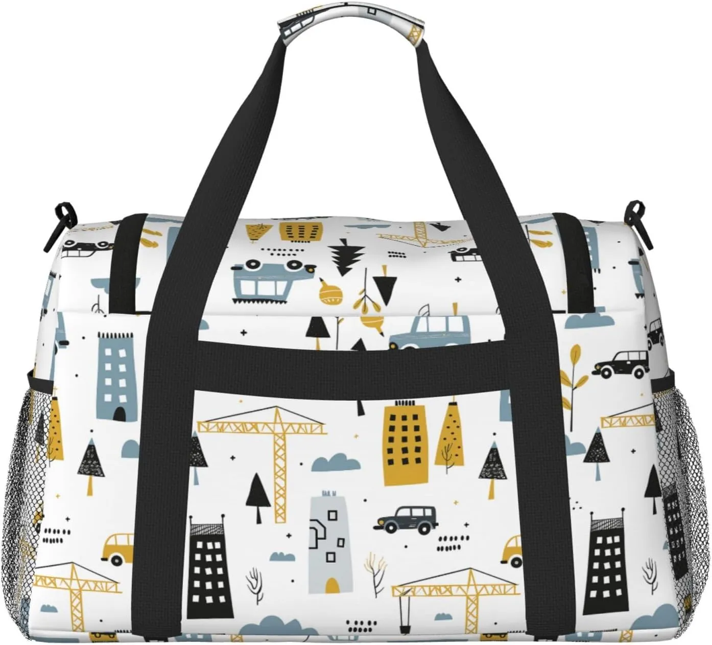 Engineering City Construction Duffle Bag Foldable Travel Tote Bag Carry On Large Weekender Overnight Bags Waterproof Gym Bag For Women Men