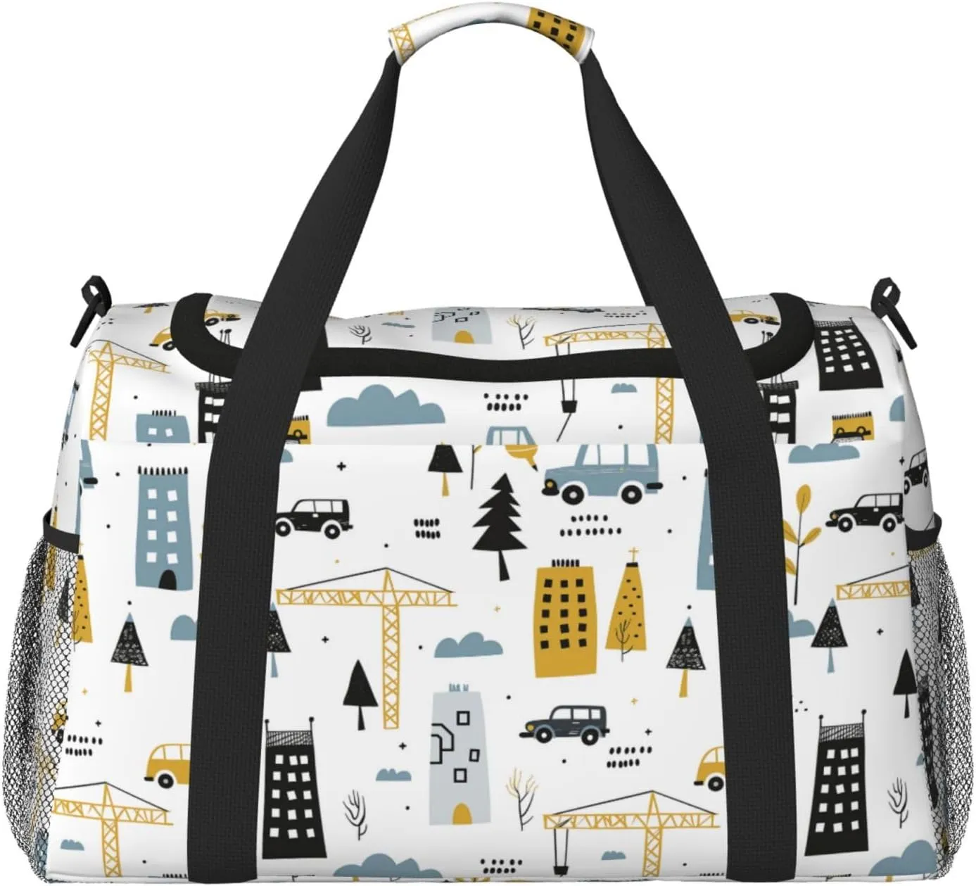 Engineering City Construction Duffle Bag Foldable Travel Tote Bag Carry On Large Weekender Overnight Bags Waterproof Gym Bag For Women Men