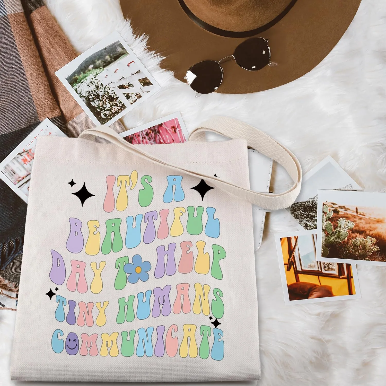 ENSIANTH Speech Pathologist Teacher Tote Bag AAC SLP Gift Tiny Humans Communicate Speech Therapist Appreciation Gift