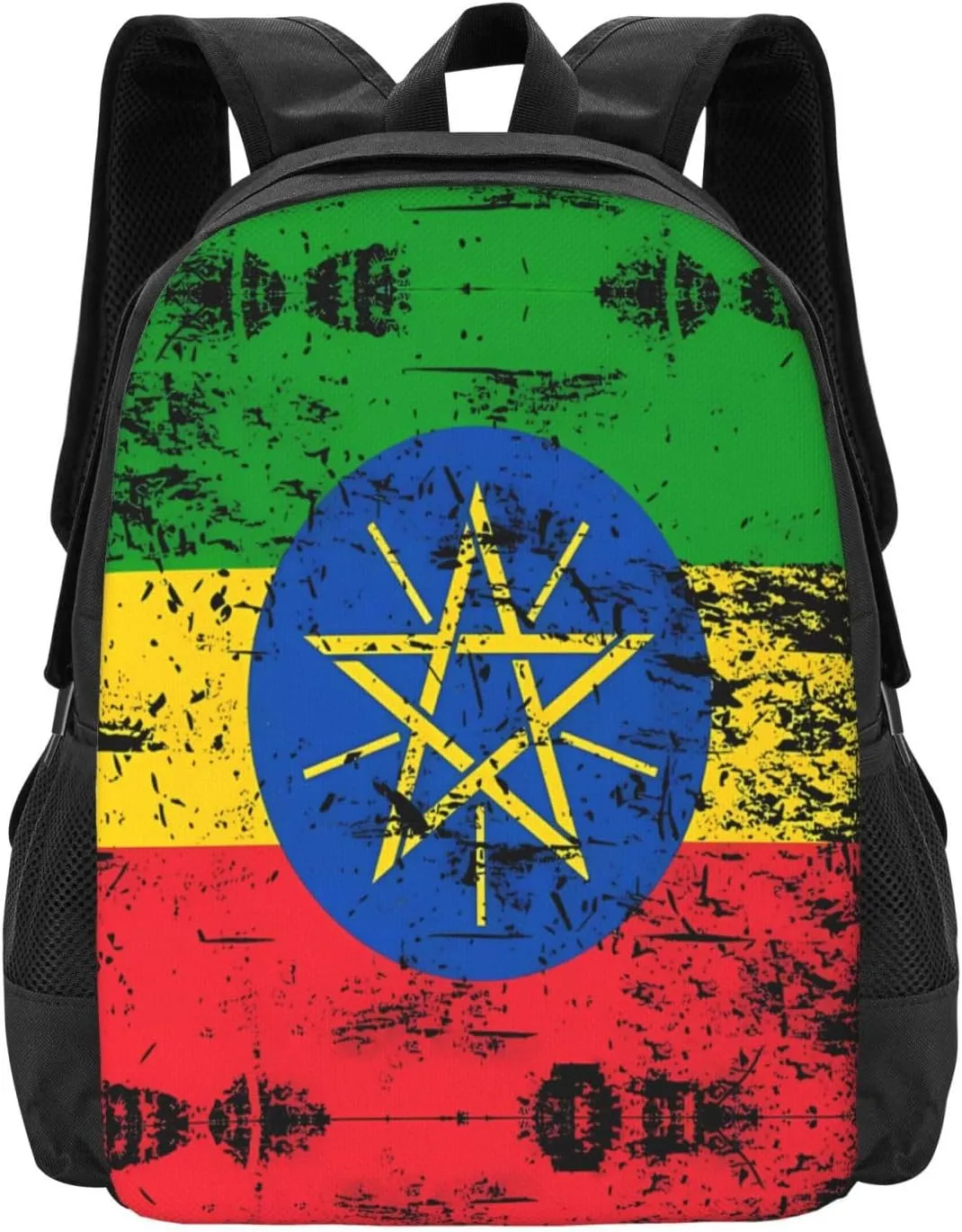 Ethiopia Flag Casual Backpacks Large Capacity Backpack Laptop Rucksack Sport Daypack Commuter Bags with Adjustable Strap for Traveling Camping