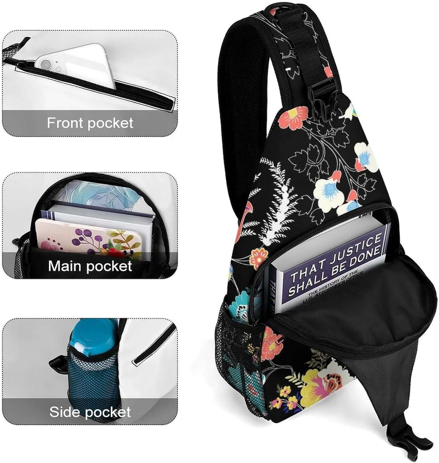 Ethnic Modern Paisleys Sling Backpack, Crossbody Shoulder Bag, Chest Bags for Outdoor Travel Fitness, 38x20cm, Style