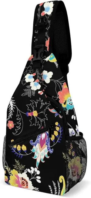 Ethnic Modern Paisleys Sling Backpack, Crossbody Shoulder Bag, Chest Bags for Outdoor Travel Fitness, 38x20cm, Style