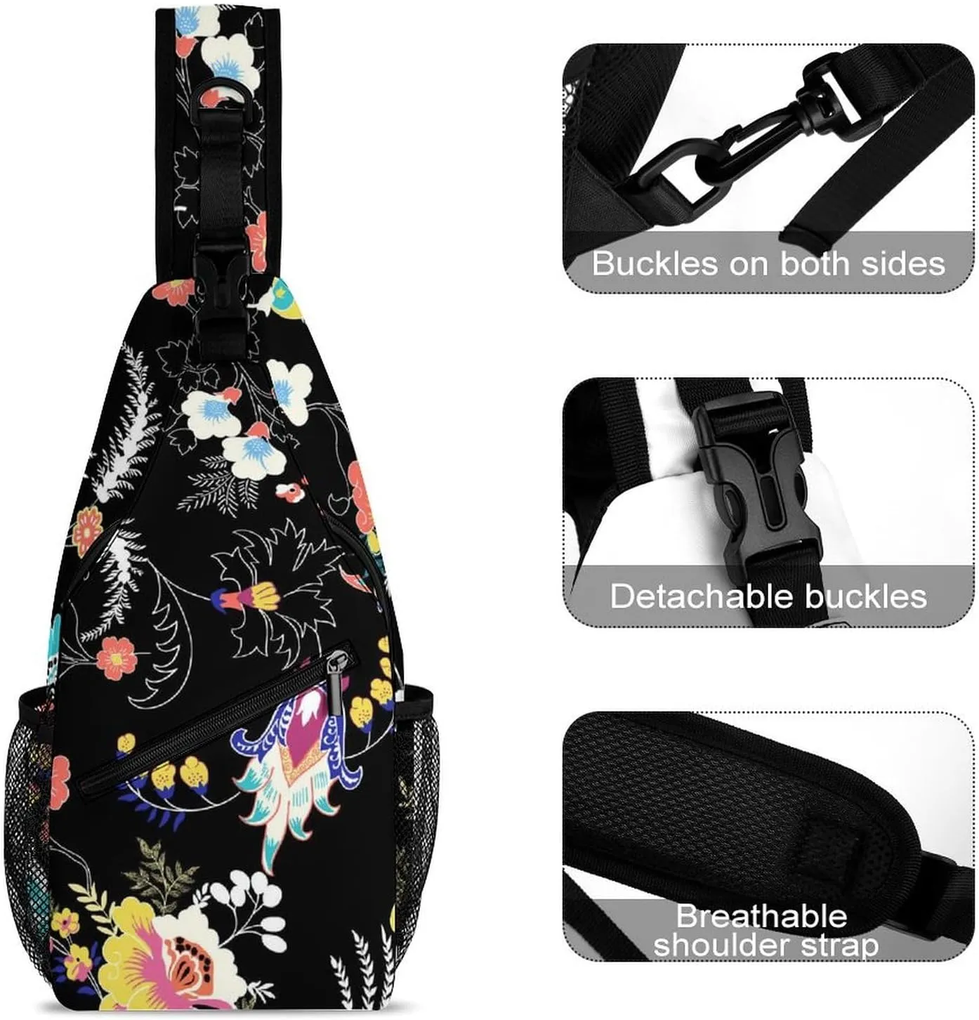 Ethnic Modern Paisleys Sling Backpack, Crossbody Shoulder Bag, Chest Bags for Outdoor Travel Fitness, 38x20cm, Style
