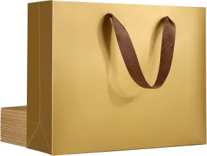 EUSOAR Gift Bags, 12pcs Champagne Gold, 10.6"x3.1"x8.3", Multiple Occasions