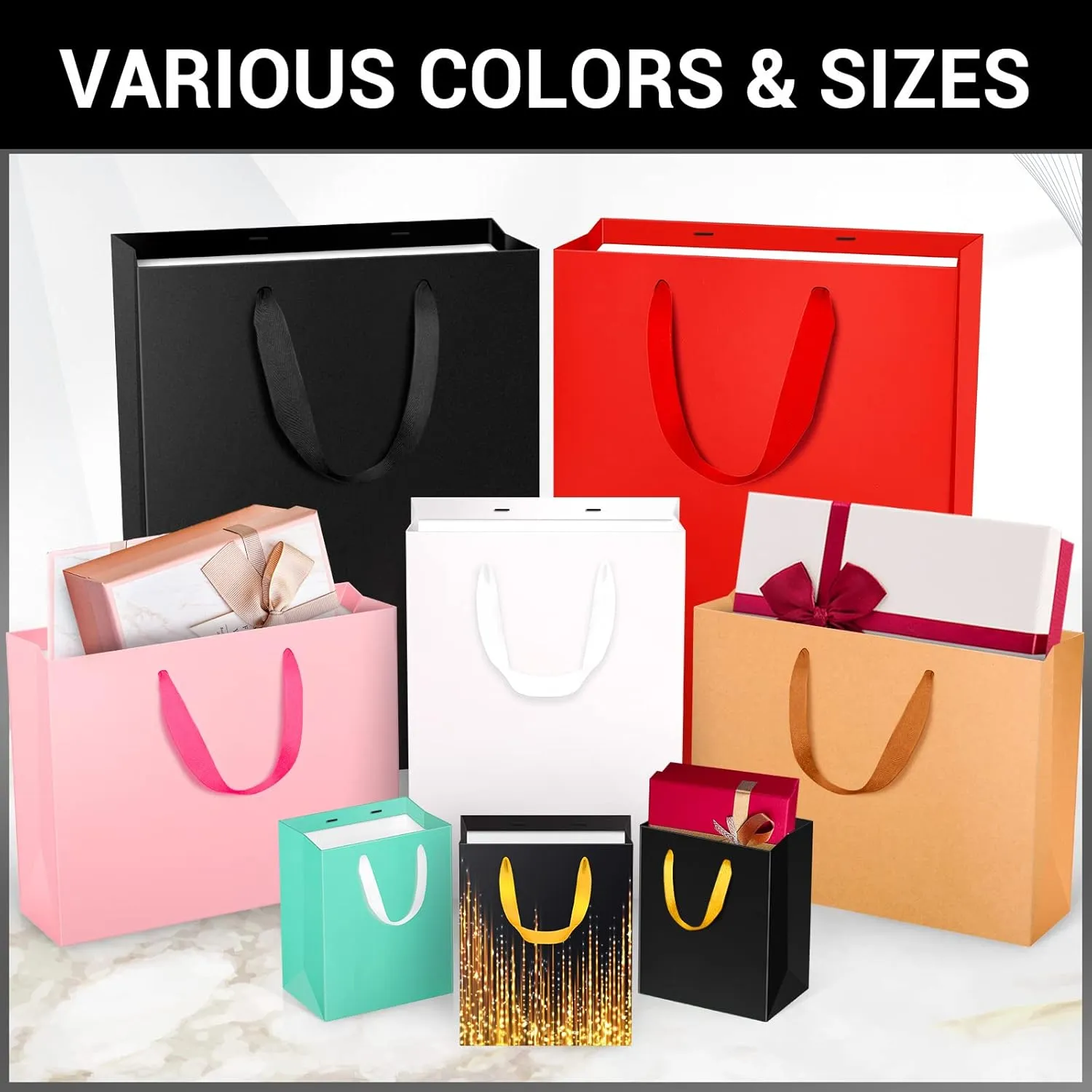 EUSOAR Tiny Gift Wrap Bags in Bulk, 20 Pack 4x2.75x4.5 inches Kraft Paper Bags with Handles, Heavy Duty Totes for Wedding, Grocery, Boutique, Retail, Business, Birthdays