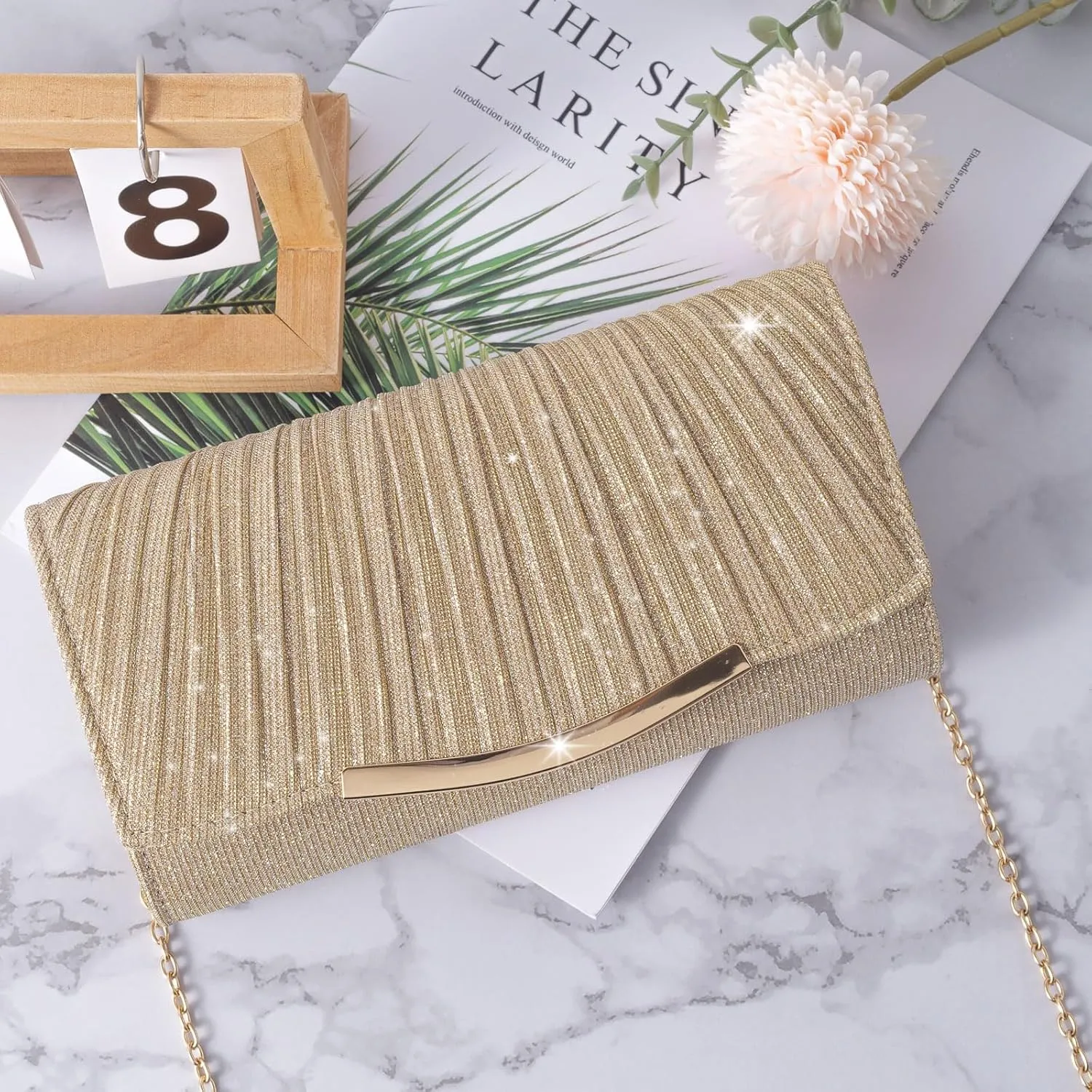 Evening Bag Clutch Purses for Women Wedding Bag Sparkling Party Handbag with Detachable Chain