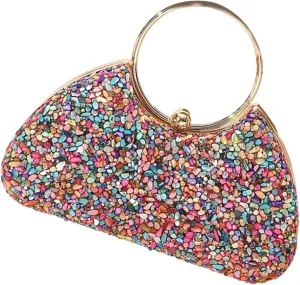 Evening Handbag，Evening Purse for Women Multicolor Sparkling Handbag Shoulder Bag Dinner Bags for Party Prom Wedding