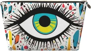 Evil Eyes Cute Print Leather Toiletry Bag - Portable Makeup Pouch For Women With Zipper, Travel Cosmetic Bags 7x2.4x5in