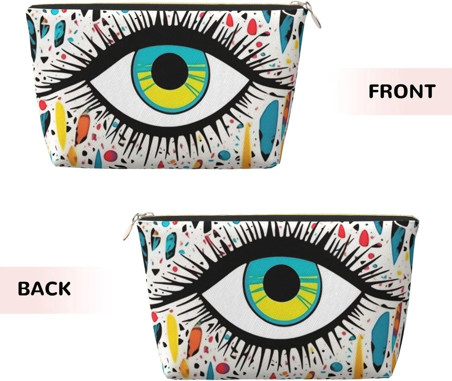 Evil Eyes Cute Print Leather Toiletry Bag - Portable Makeup Pouch For Women With Zipper, Travel Cosmetic Bags 7x2.4x5in