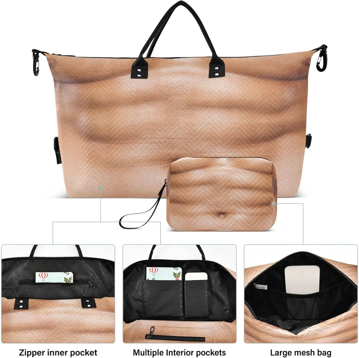 Exnundod Women Weekender Bags Close Up Of Abdominal Muscle Travel Duffel Bags Carry On Overnight Bag Large Hospital Tote Luggage
