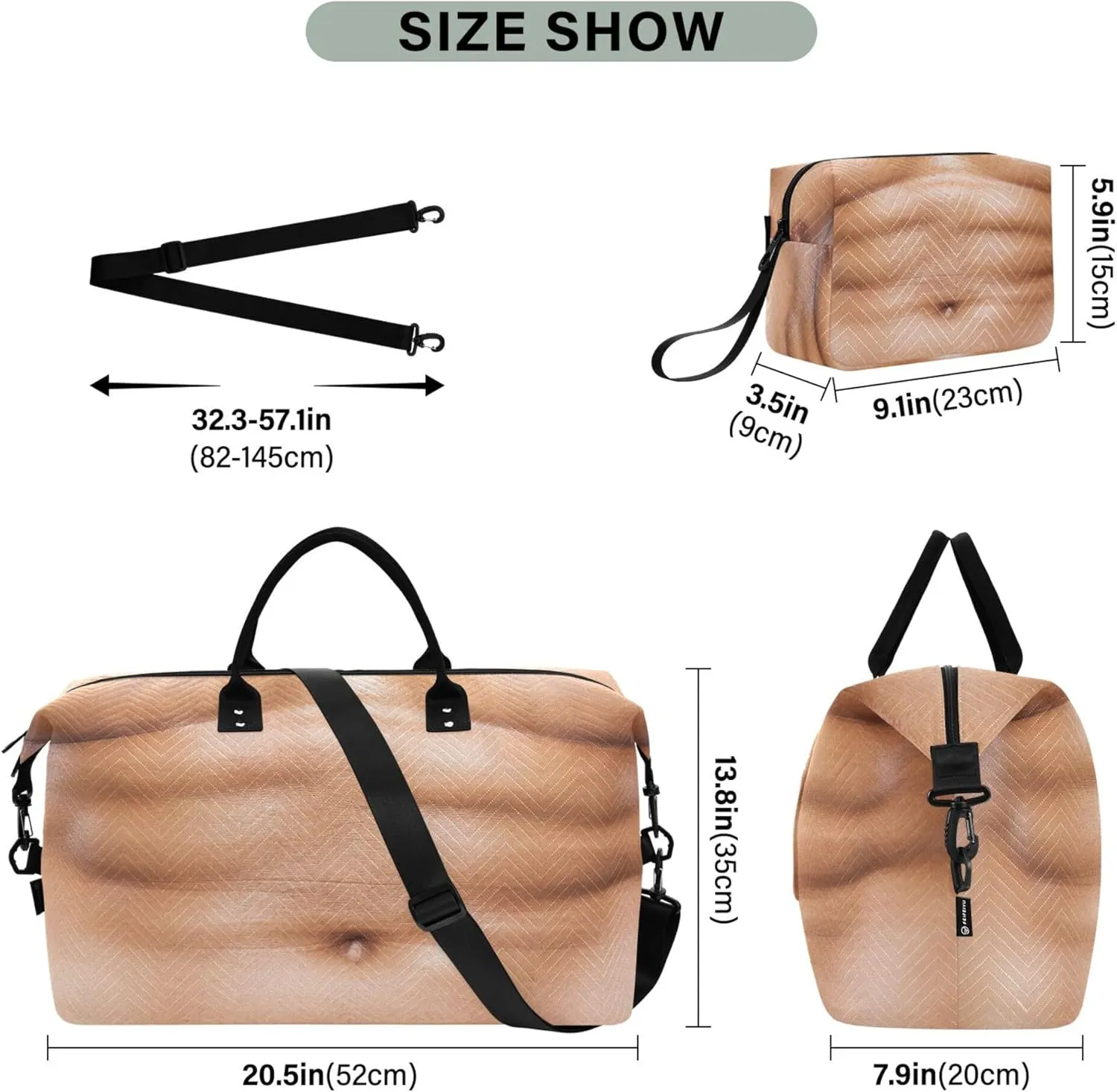 Exnundod Women Weekender Bags Close Up Of Abdominal Muscle Travel Duffel Bags Carry On Overnight Bag Large Hospital Tote Luggage
