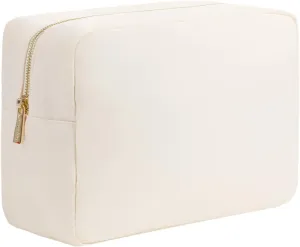 Extral Large Makeup Bag Travel Essentials Cosmetic Pouch Bag for Women Travel Toiletry Bag for Men Nylon Beauty Bag With Zipper Pocket (Beige)