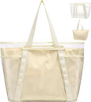 F-color Waterproof Beach Bags for Women - Machine Washable Travel Tote Bag with Zipper Cruise Swim Vacation Essentials