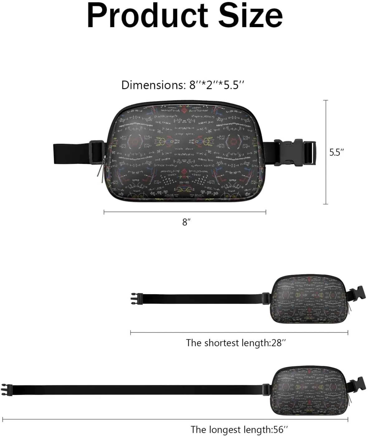 Fanny Pack for Women,Mini Waterproof Science theme Belt Bag,Fashionable Crossbody,Cute Everywhere Belt Bags Fanny Pack for Hiking,Travel.