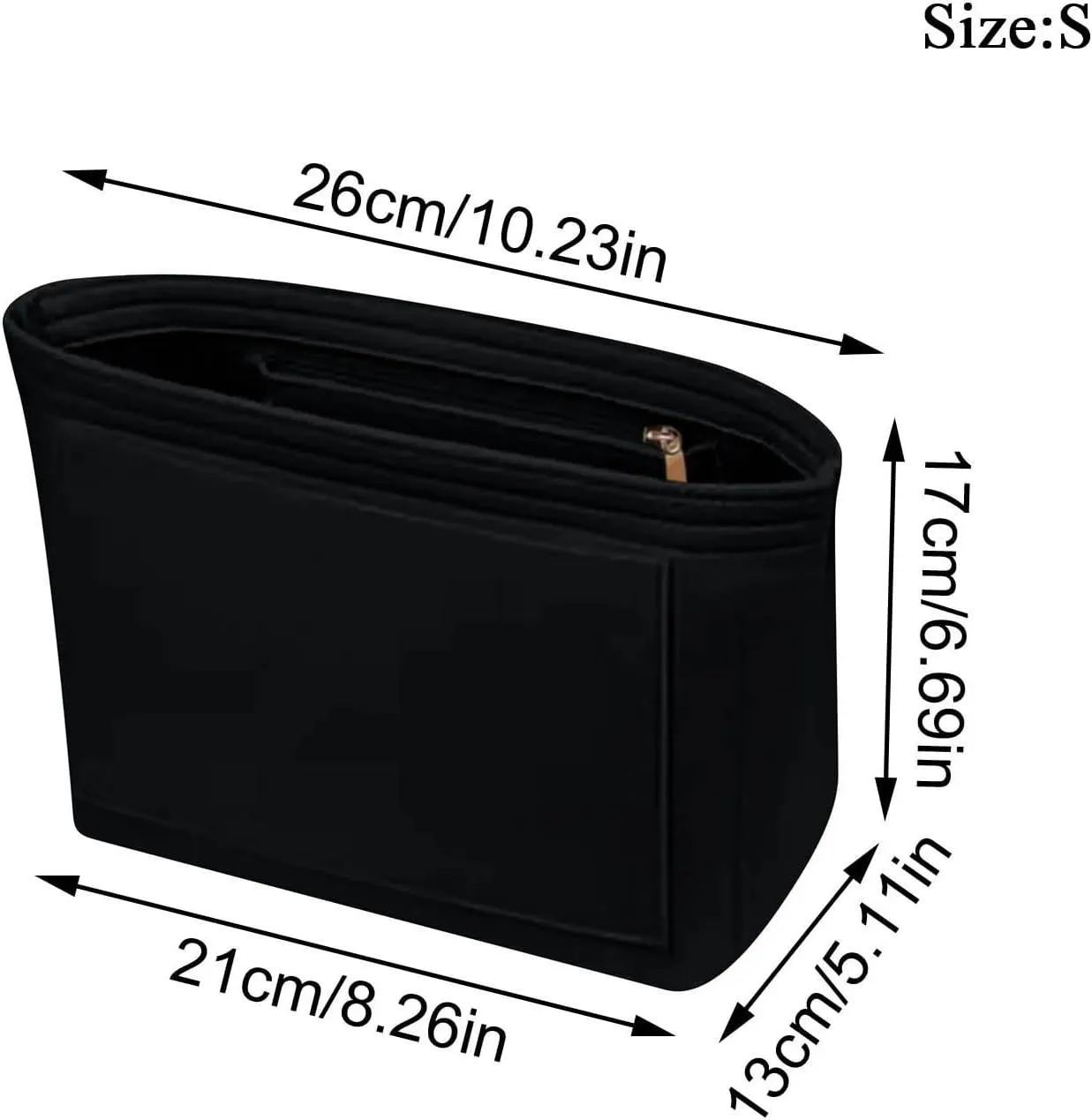 Felt Insert Bag Fits for Handbag Liner Bag Felt Cloth Makeup Bag Support Travel Portable Insert Bag(Beige,S)