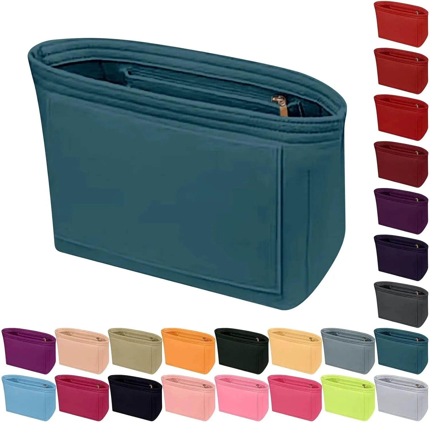 Felt Insert Bag Fits for Handbag Liner Bag Felt Cloth Makeup Bag Support Travel Portable Insert Bag(Beige,S)