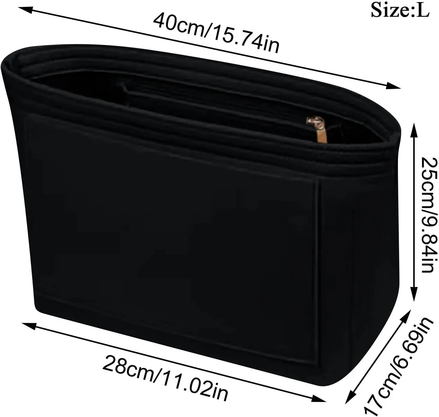 Felt Insert Bag Fits for Handbag Liner Bag Felt Cloth Makeup Bag Support Travel Portable Insert Bag(Beige,S)
