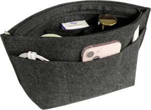 Felt Purse Organizer Insert Bag Organizer for Handbag, Tote Organizer for Women Purse Tote Purse Organizer Inside Bag Liner, Gray L
