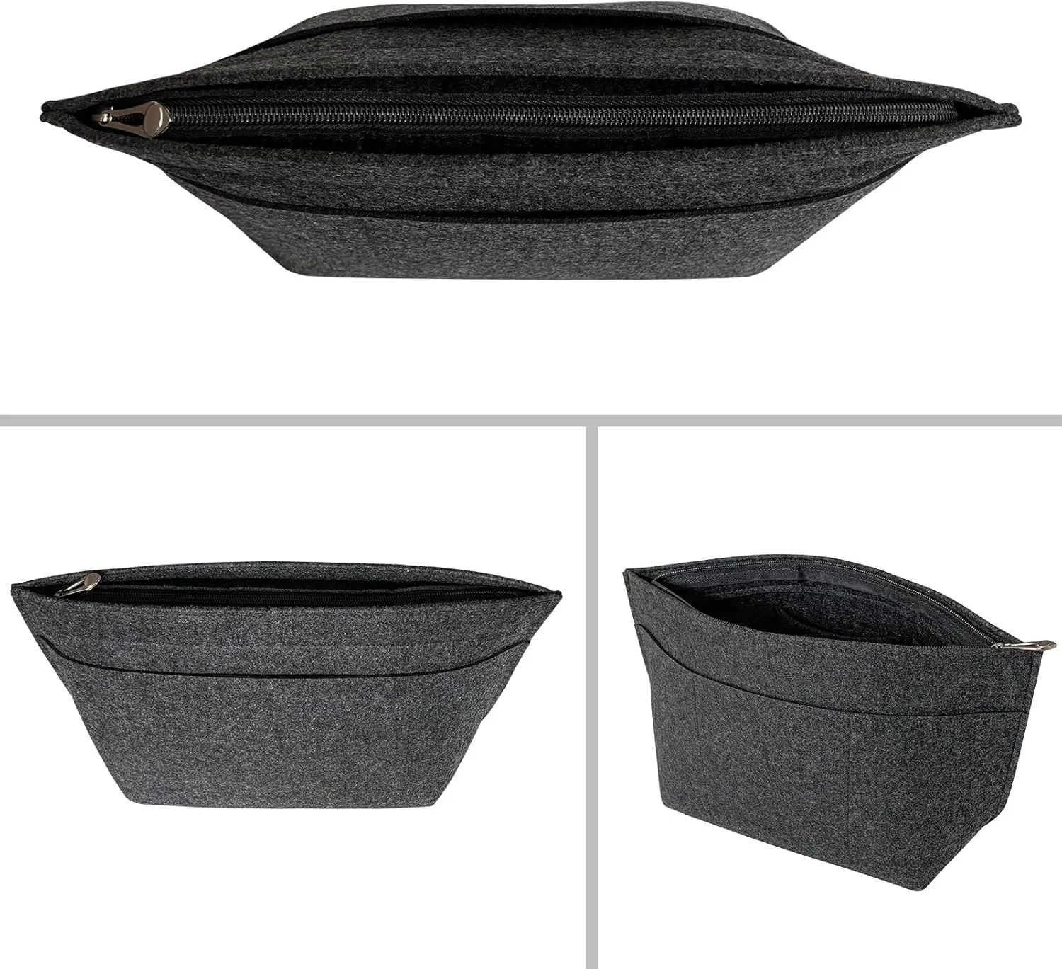 Felt Purse Organizer Insert Bag Organizer for Handbag, Tote Organizer for Women Purse Tote Purse Organizer Inside Bag Liner, Gray L