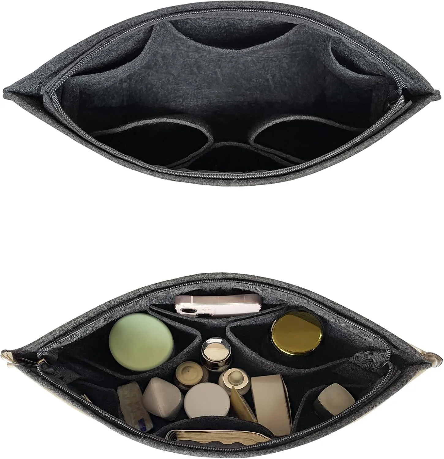 Felt Purse Organizer Insert Bag Organizer for Handbag, Tote Organizer for Women Purse Tote Purse Organizer Inside Bag Liner, Gray L
