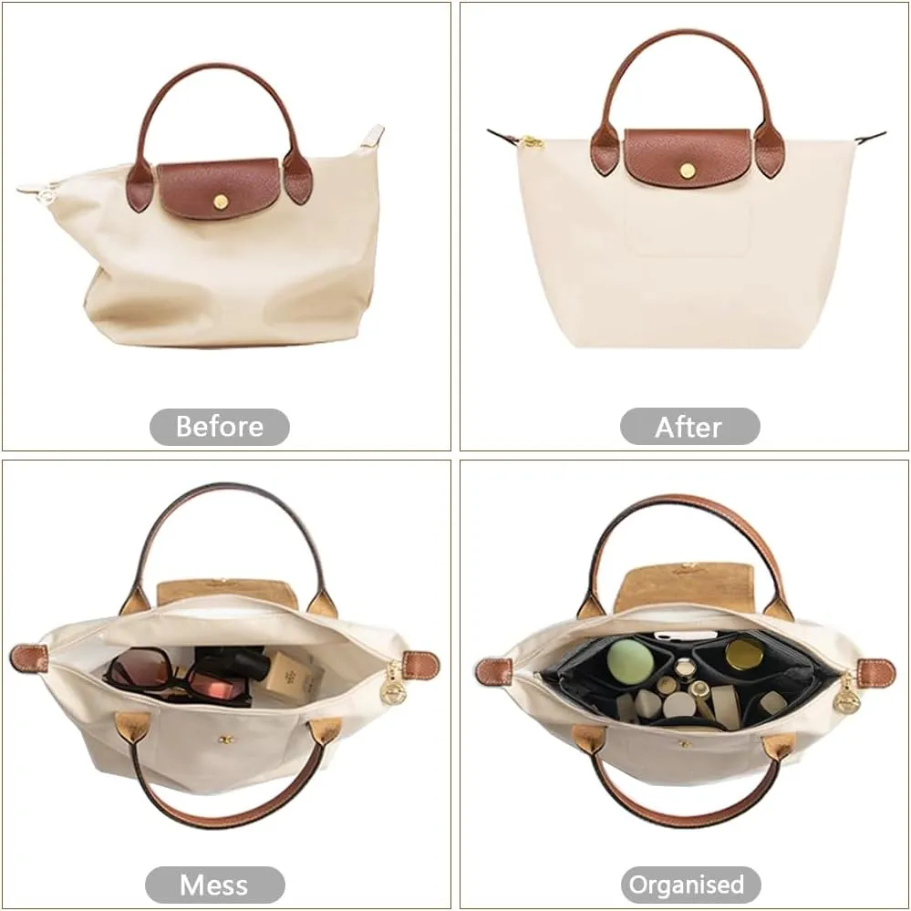 Felt Purse Organizer Insert Bag Organizer for Handbag, Tote Organizer for Women Purse Tote Purse Organizer Inside Bag Liner, Gray L