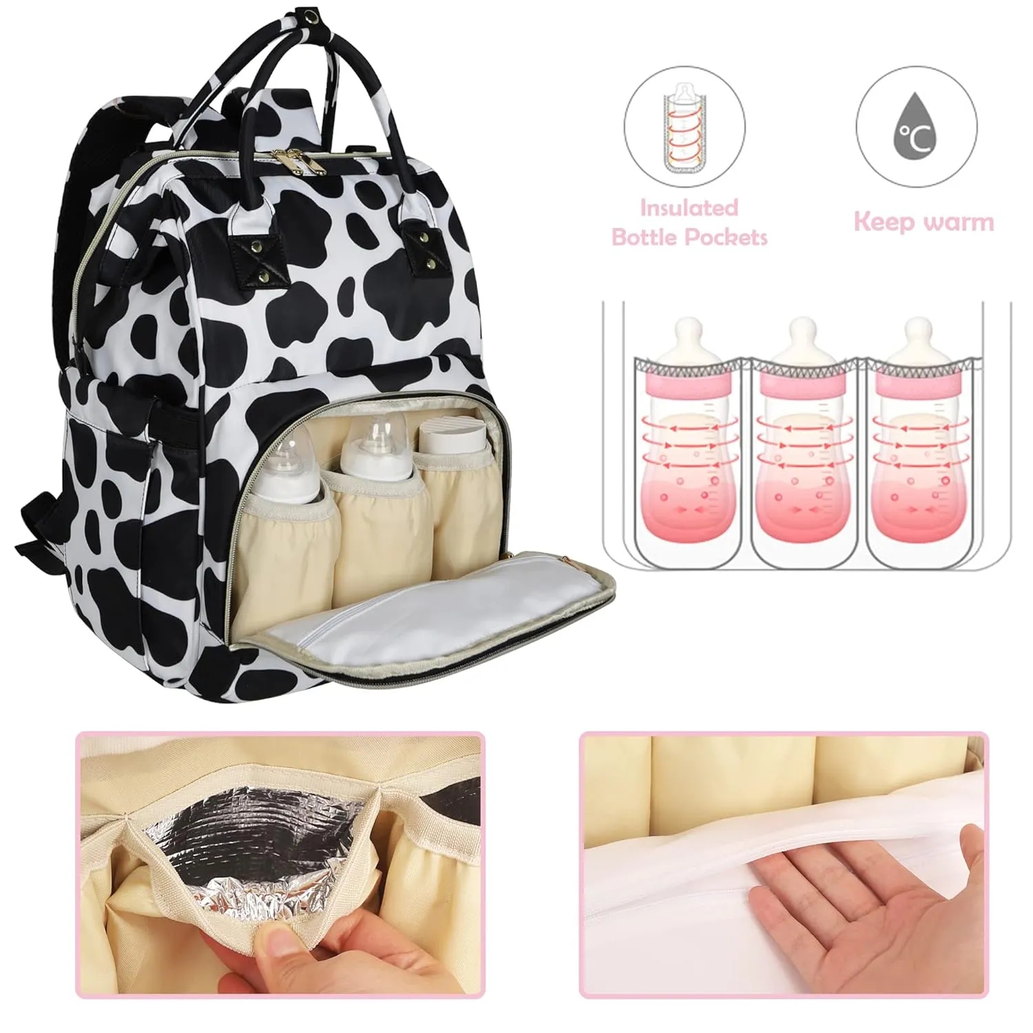 Femuar Diaper Bag Backpack Multifunction Maternity Diaper Bag for Baby Girls & Boys Large Capacity Travel Nappy Bags