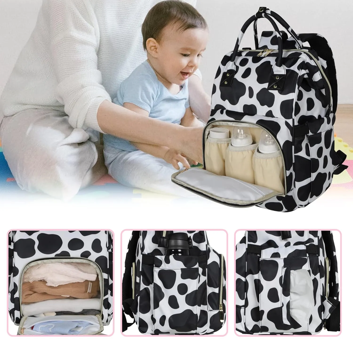 Femuar Diaper Bag Backpack Multifunction Maternity Diaper Bag for Baby Girls & Boys Large Capacity Travel Nappy Bags