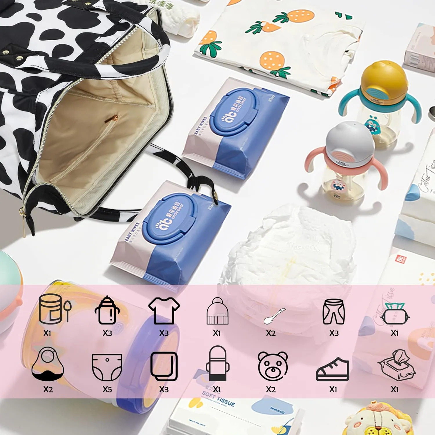 Femuar Diaper Bag Backpack Multifunction Maternity Diaper Bag for Baby Girls & Boys Large Capacity Travel Nappy Bags