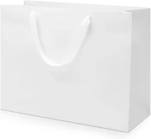 FISHLONO White Gift Bags With Handles, 16x6x12 Inches Extra Large Gift Bags Bulk, White Kraft Paper Bags for Wedding Shopping Party Birthday Business Baby Shower (12)